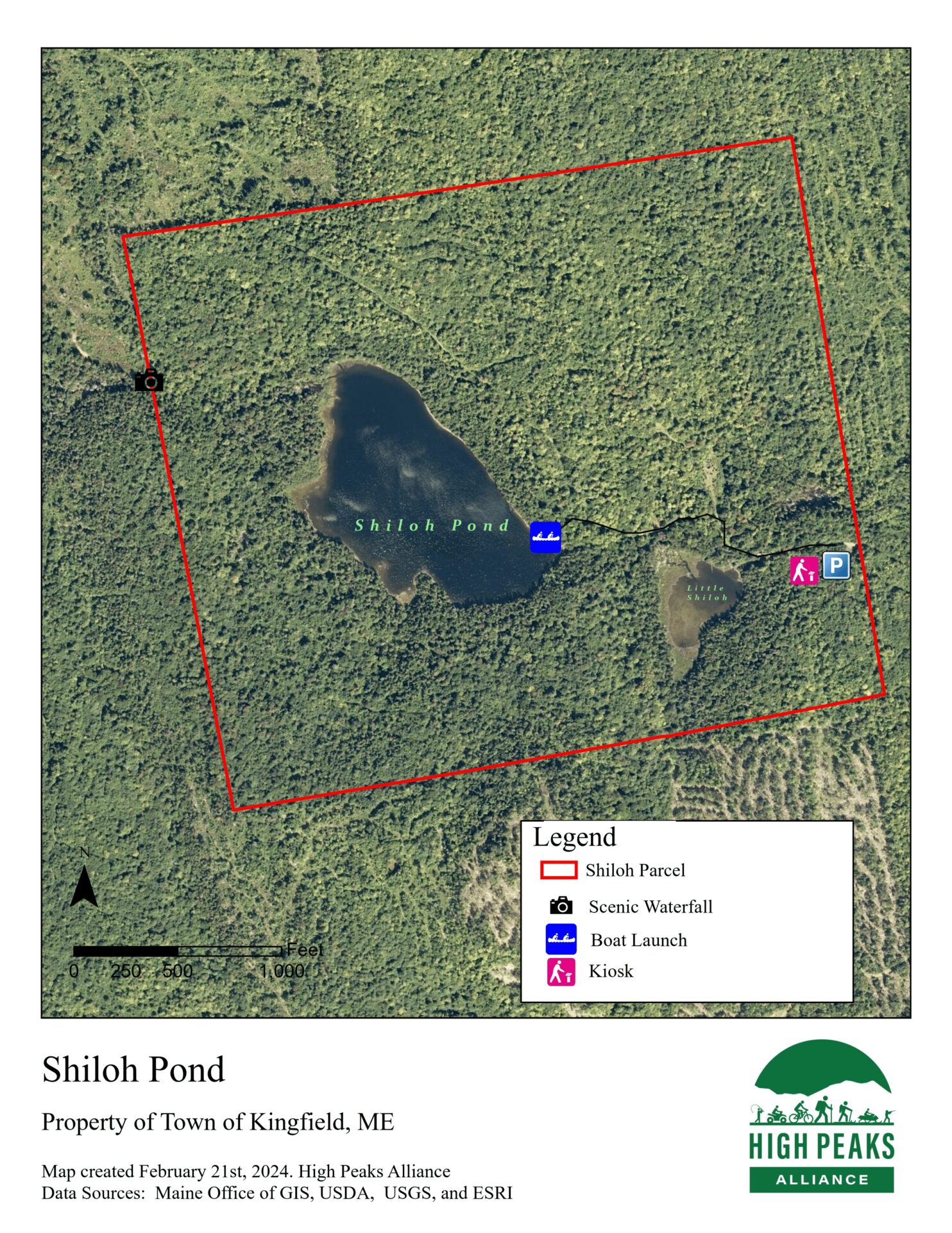 Shiloh Pond Kingfield Maine   Shiloh Map For Sign And Website 